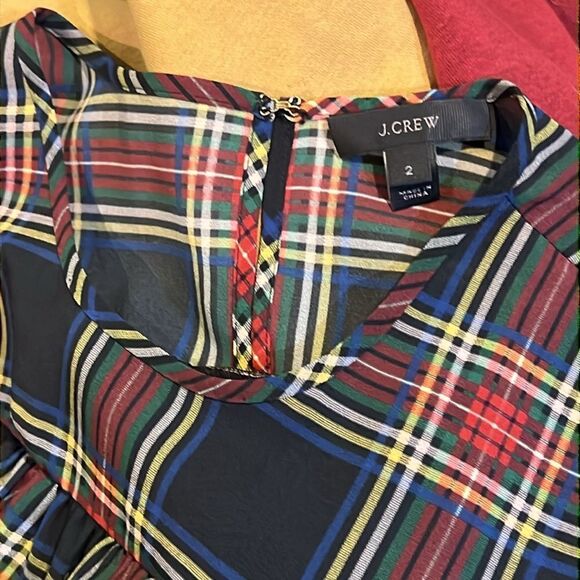 J Crew Edie Stewart Tartan Plaid Ruffle Top Festive Blouse C28 - Picture 7 of 8